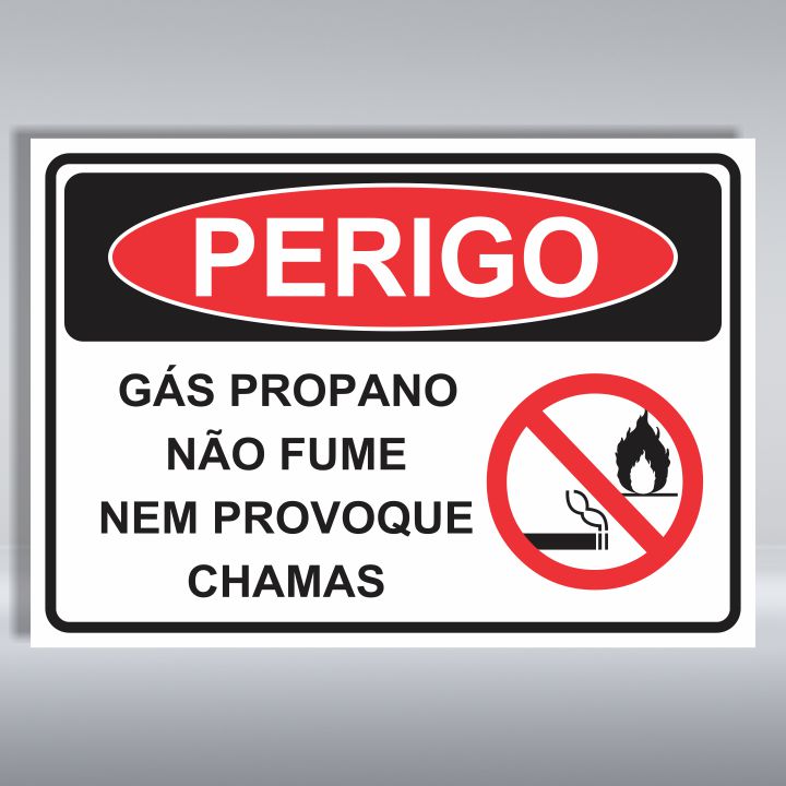 PLACA DE PERIGO | GÁS PROPANO NÃO FUME NEM PROVOQUE CHAMAS